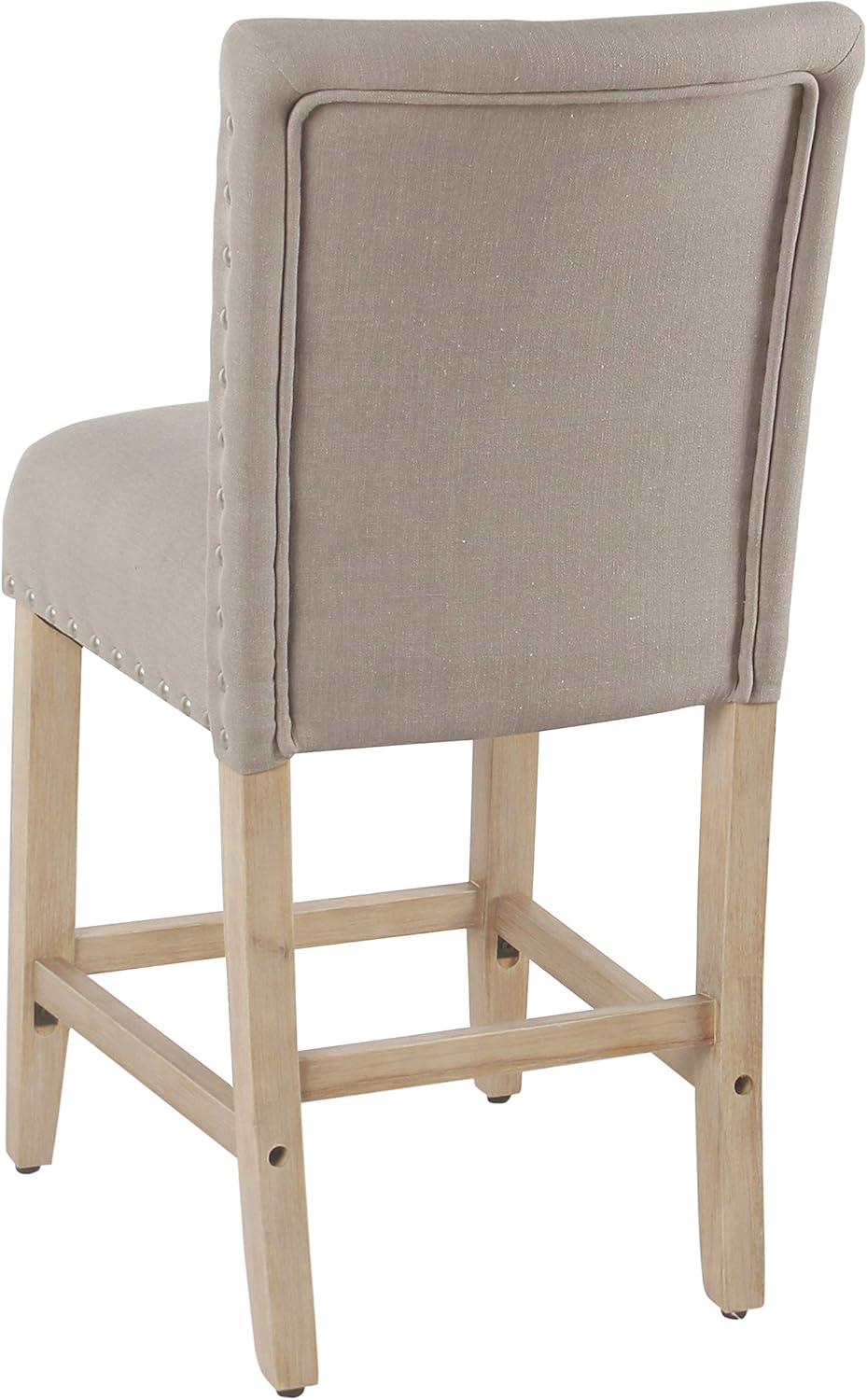 imageHomepop Home Decor Nailhead Trim Counter Height Bar Stools 24 Inch Bar Stools Decorative Home Furniture Flax TanLight Gray