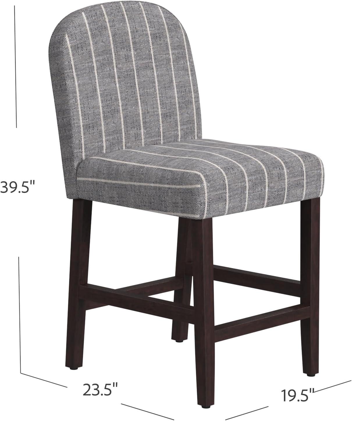 imageHomepop Home Decor Nailhead Trim Counter Height Bar Stools 24 Inch Bar Stools Decorative Home Furniture Flax TanMidnight Gray Woven Stripe