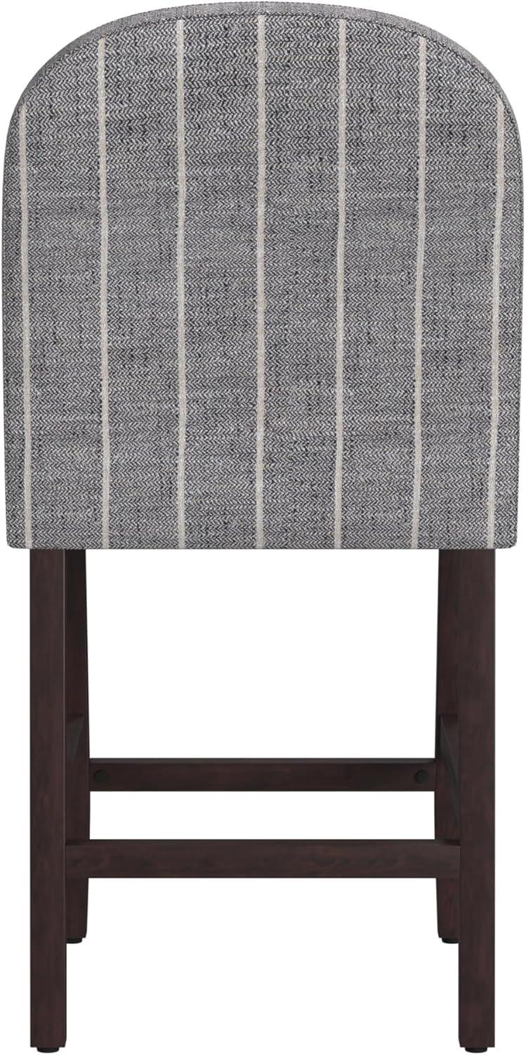 imageHomepop Home Decor Nailhead Trim Counter Height Bar Stools 24 Inch Bar Stools Decorative Home Furniture Flax TanMidnight Gray Woven Stripe