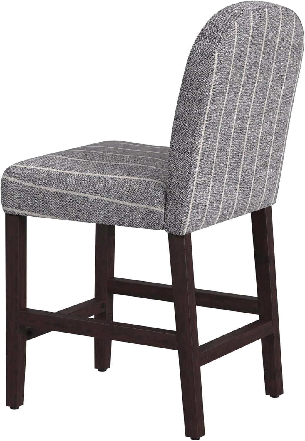 imageHomepop Home Decor Nailhead Trim Counter Height Bar Stools 24 Inch Bar Stools Decorative Home Furniture Flax TanMidnight Gray Woven Stripe