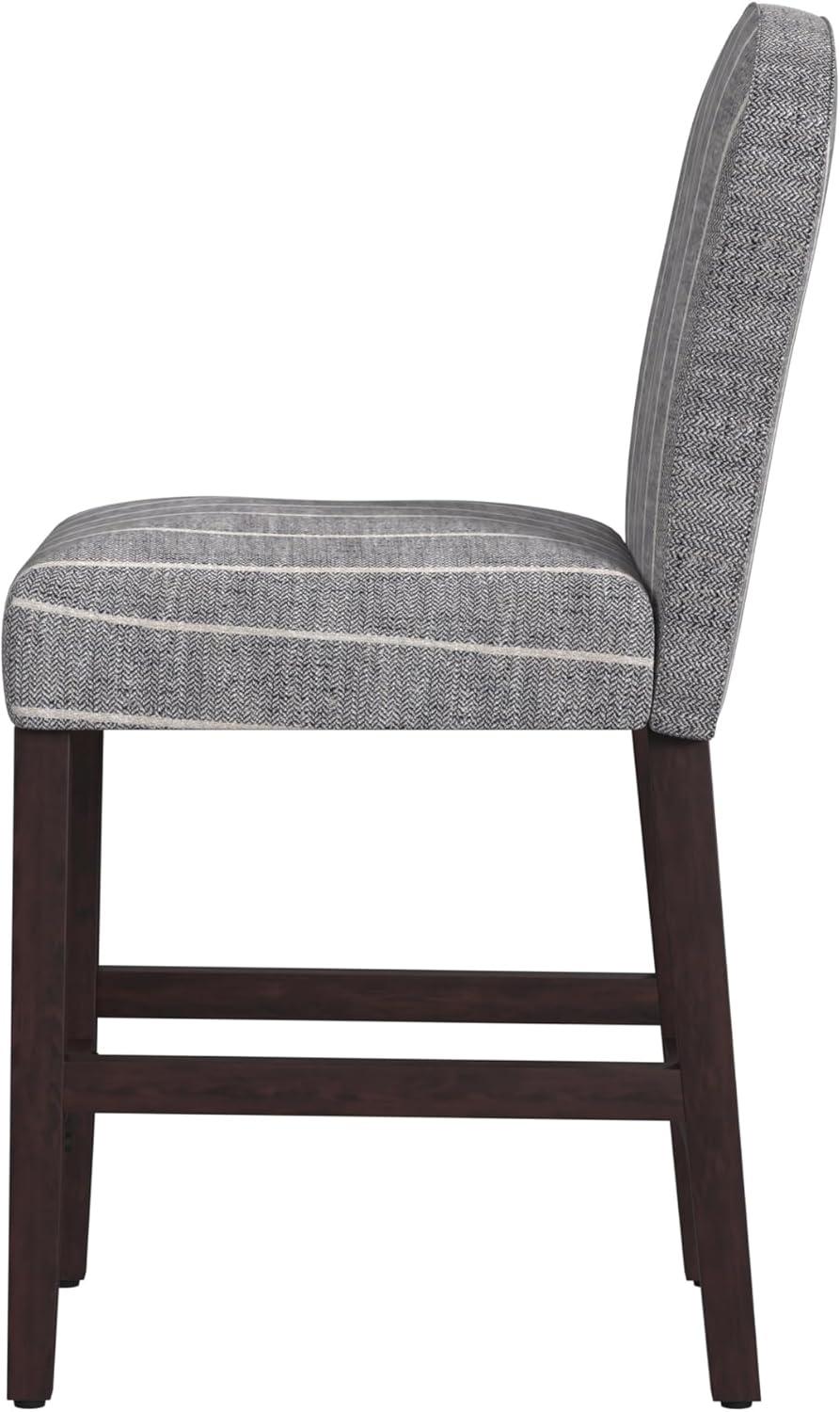 imageHomepop Home Decor Nailhead Trim Counter Height Bar Stools 24 Inch Bar Stools Decorative Home Furniture Flax TanMidnight Gray Woven Stripe