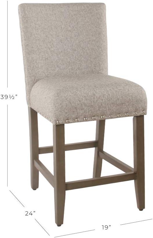 imageHomepop Home Decor Nailhead Trim Counter Height Bar Stools 24 Inch Bar Stools Decorative Home Furniture Flax TanWarm Brown