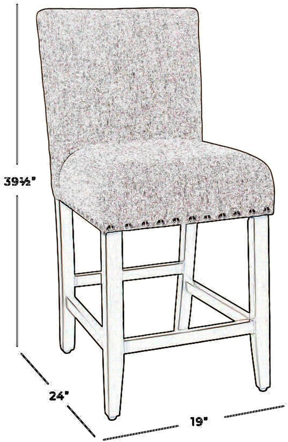 imageHomepop Home Decor Nailhead Trim Counter Height Bar Stools 24 Inch Bar Stools Decorative Home Furniture Flax TanWarm Brown