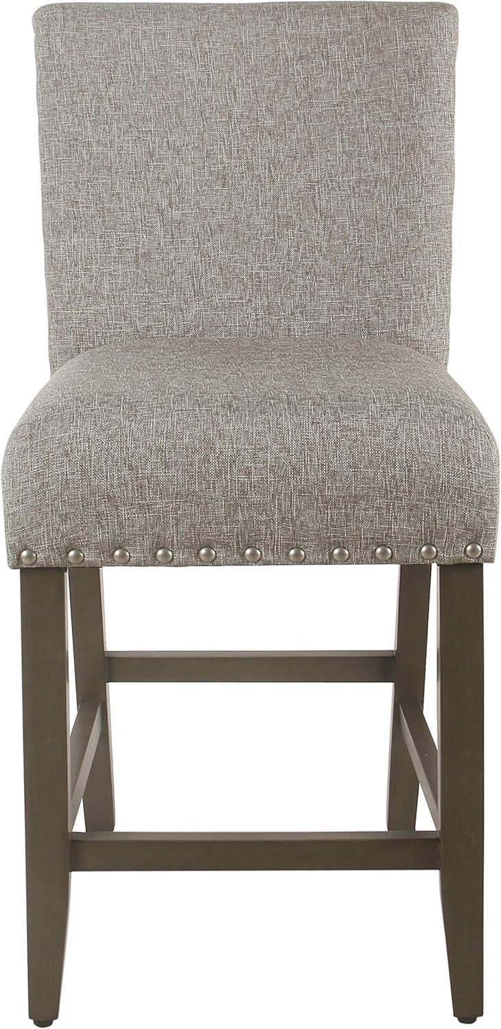 imageHomepop Home Decor Nailhead Trim Counter Height Bar Stools 24 Inch Bar Stools Decorative Home Furniture Flax TanWarm Brown
