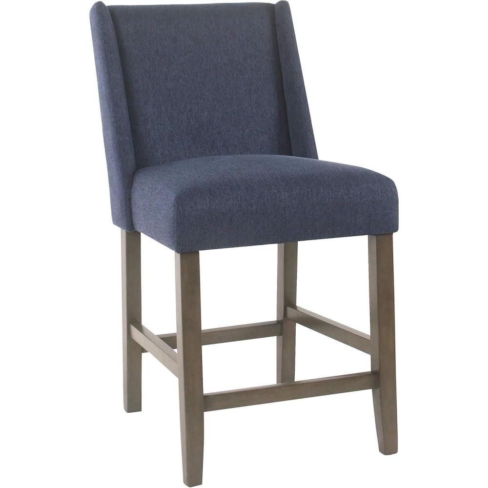 imageHomepop Home Decor  Nailhead Trim Counter Height Bar Stools  24 Inch Bar Stools  Decorative Home Furniture Flax TanBlue
