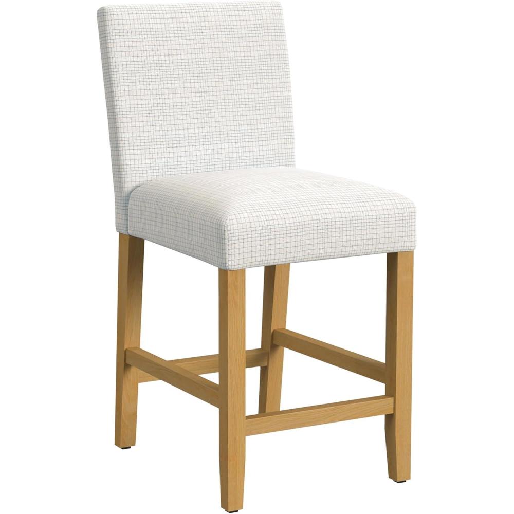 imageHomepop Home Decor  Nailhead Trim Counter Height Bar Stools  24 Inch Bar Stools  Decorative Home Furniture Flax TanCream Grid Pattern