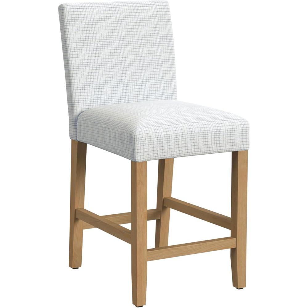 imageHomepop Home Decor  Nailhead Trim Counter Height Bar Stools  24 Inch Bar Stools  Decorative Home Furniture Flax TanCream Mini Grid Pattern