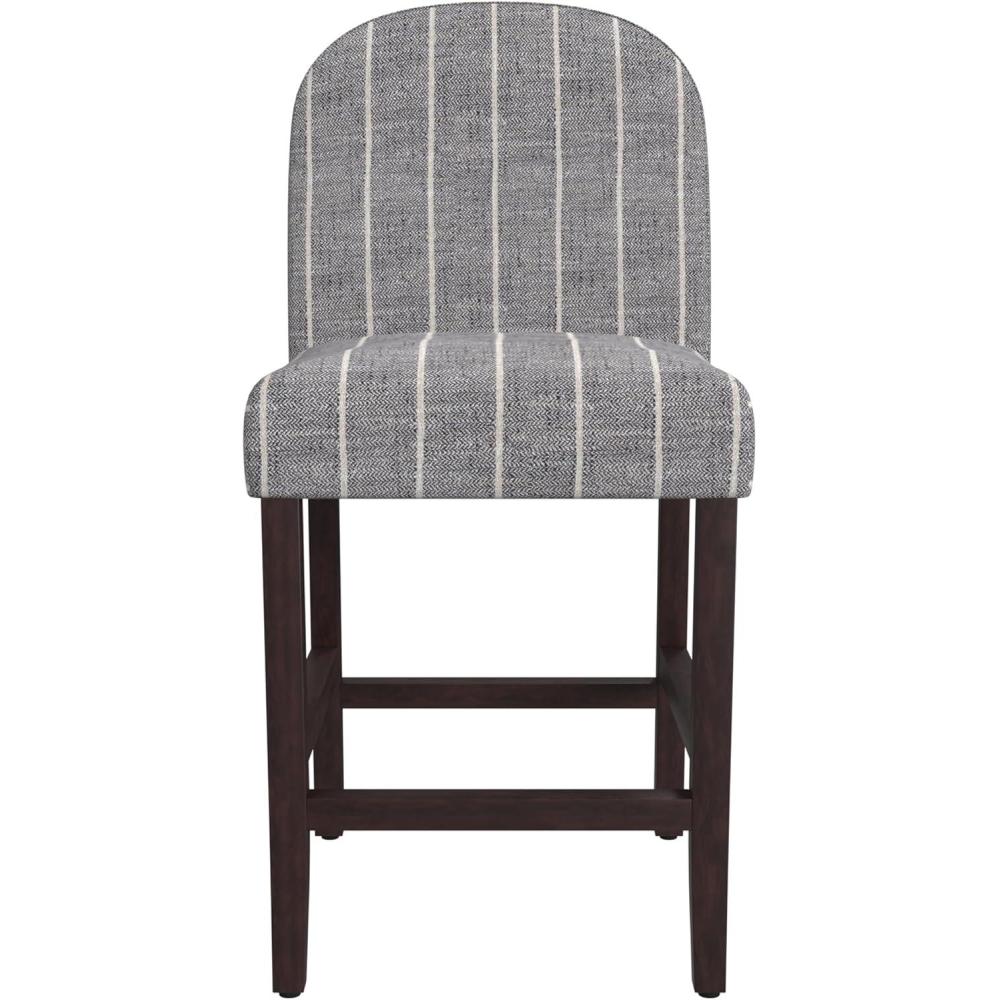 imageHomepop Home Decor Nailhead Trim Counter Height Bar Stools 24 Inch Bar Stools Decorative Home Furniture Flax TanMidnight Gray Woven Stripe