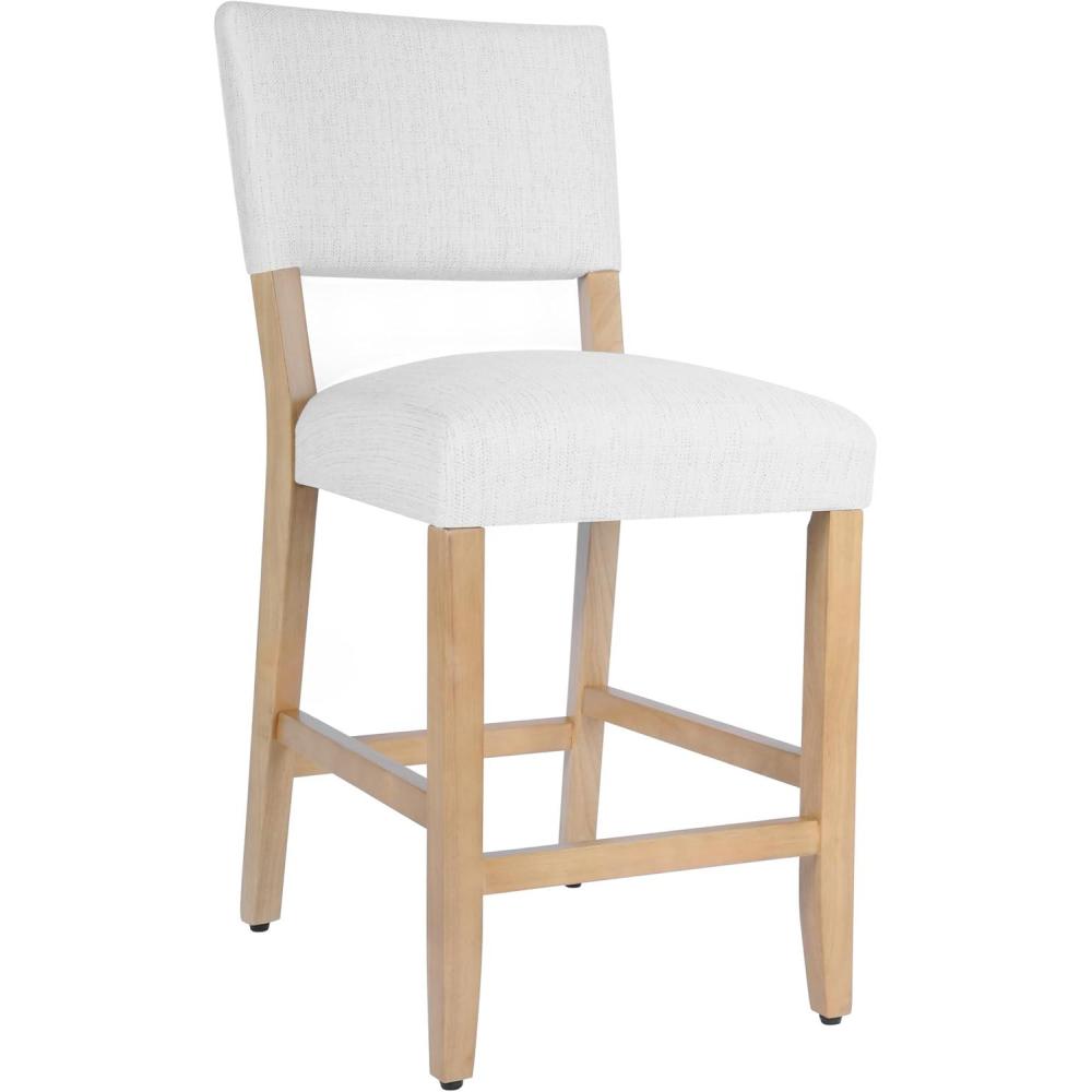 imageHomepop Home Decor  Nailhead Trim Counter Height Bar Stools  24 Inch Bar Stools  Decorative Home Furniture Flax TanStain Resistant White Wovensingle Pack