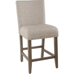 Homepop Home Decor | Nailhead Trim Counter Height Bar Stools | 24 Inch Bar Stools | Decorative Home Furniture (Flax Tan)(Warm Brown)