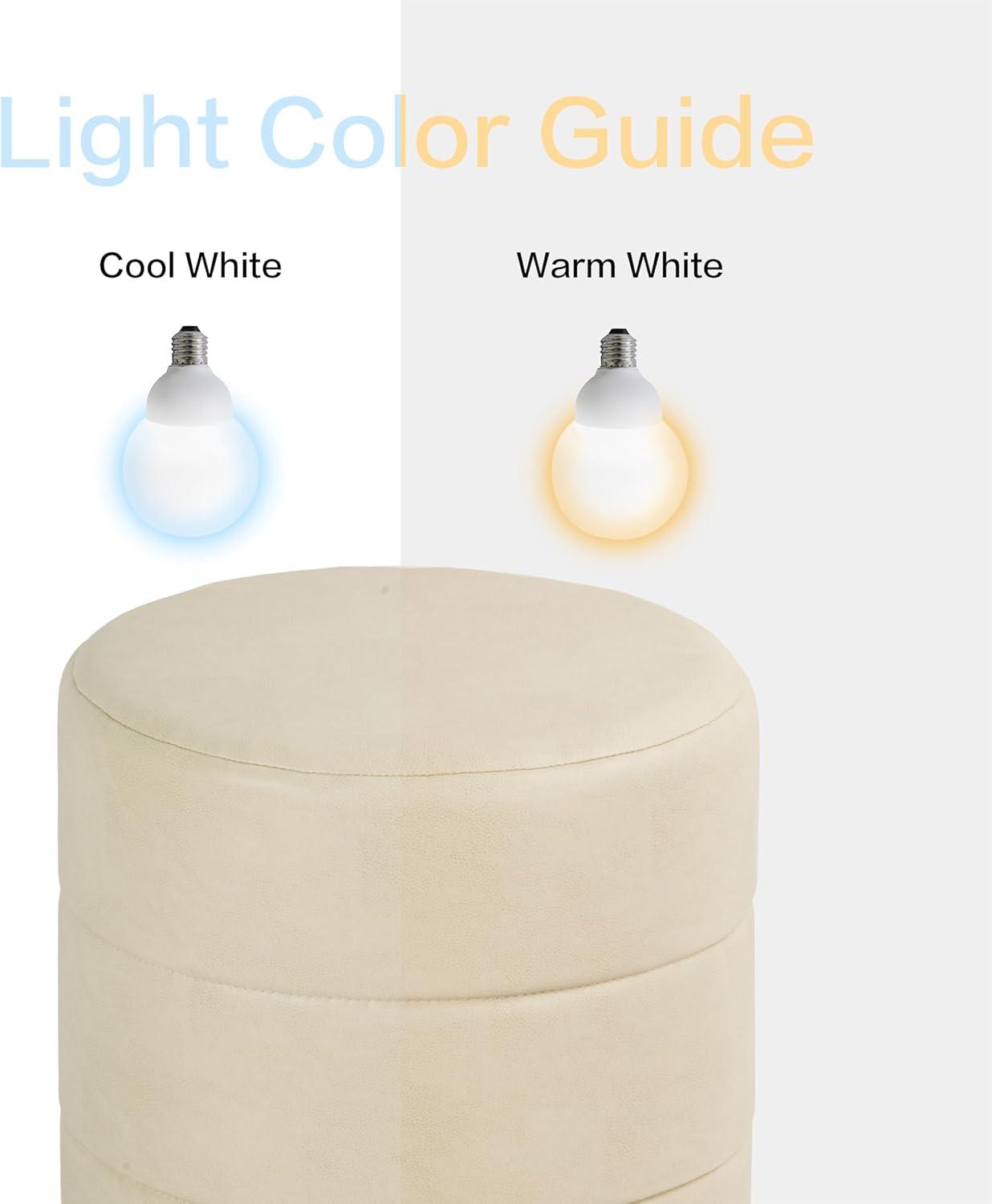 imageHomePop Upholstered Faux Leather Round Ottoman No Lid Seat Only HomePop Home Dcor Round Pouf Foot Rest Cream Faux LeatherCream Faux Leather