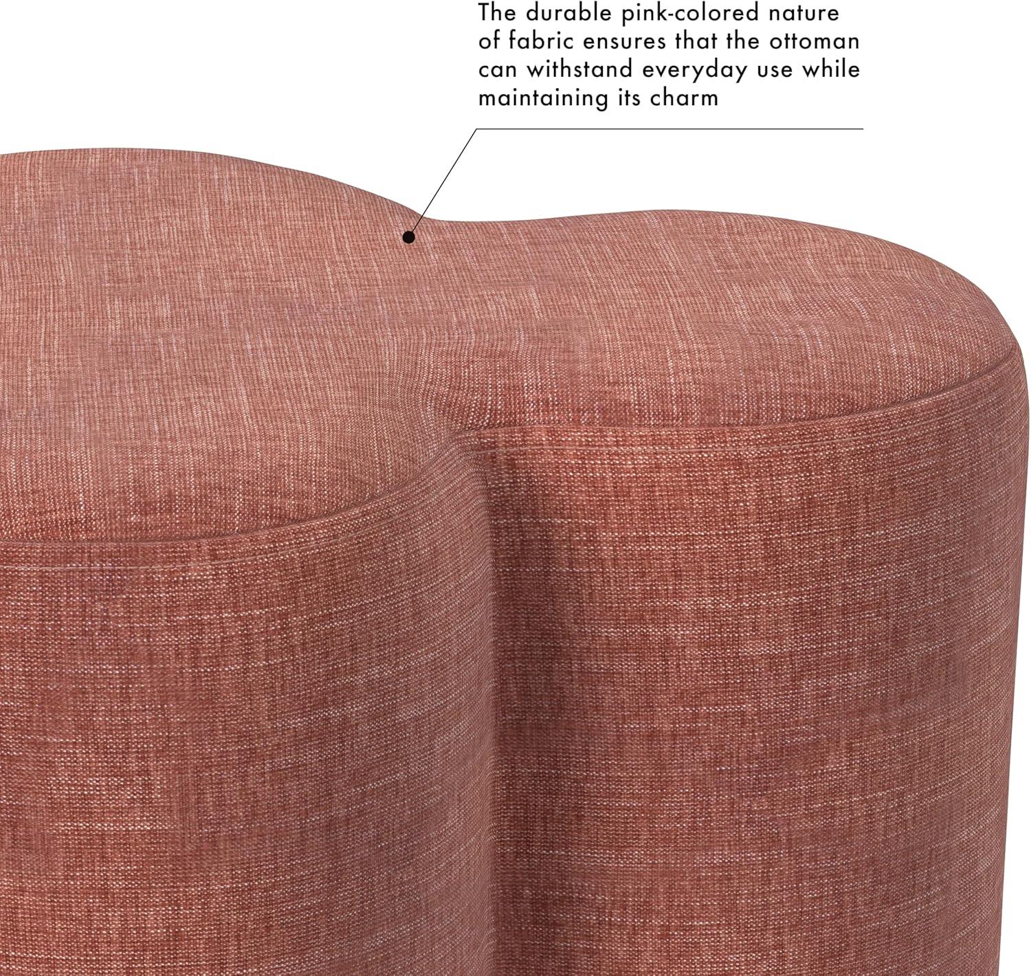 imageHomePop Upholstered Faux Leather Round Ottoman No Lid Seat Only HomePop Home Dcor Round Pouf Foot Rest Cream Faux LeatherPink Chenille