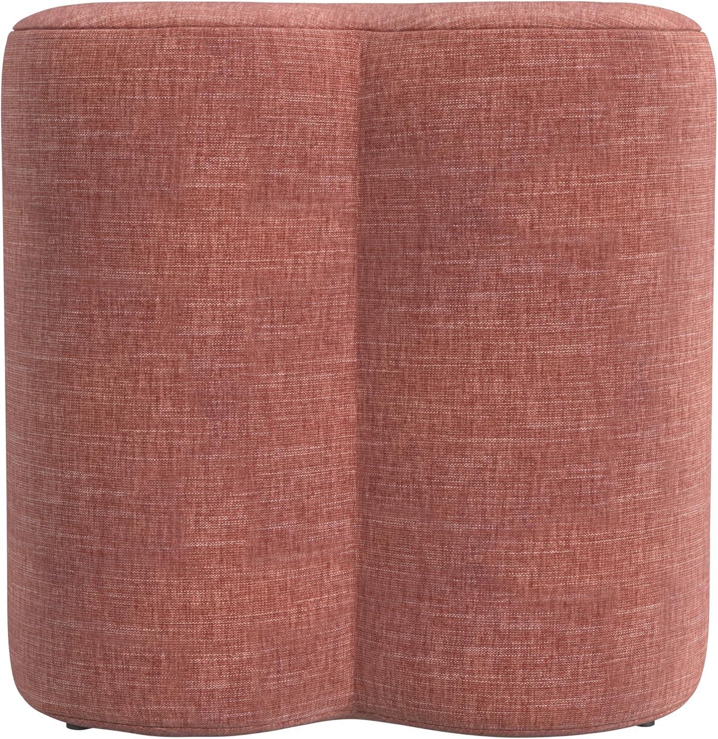 imageHomePop Upholstered Faux Leather Round Ottoman No Lid Seat Only HomePop Home Dcor Round Pouf Foot Rest Cream Faux LeatherPink Chenille