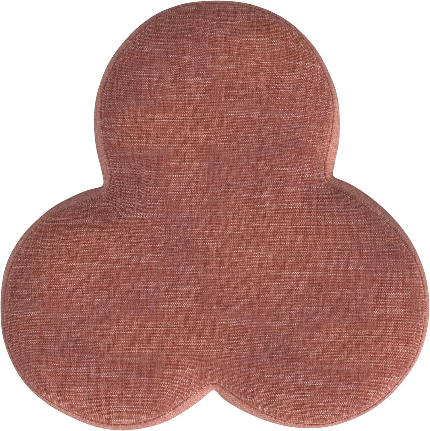 imageHomePop Upholstered Faux Leather Round Ottoman No Lid Seat Only HomePop Home Dcor Round Pouf Foot Rest Cream Faux LeatherPink Chenille