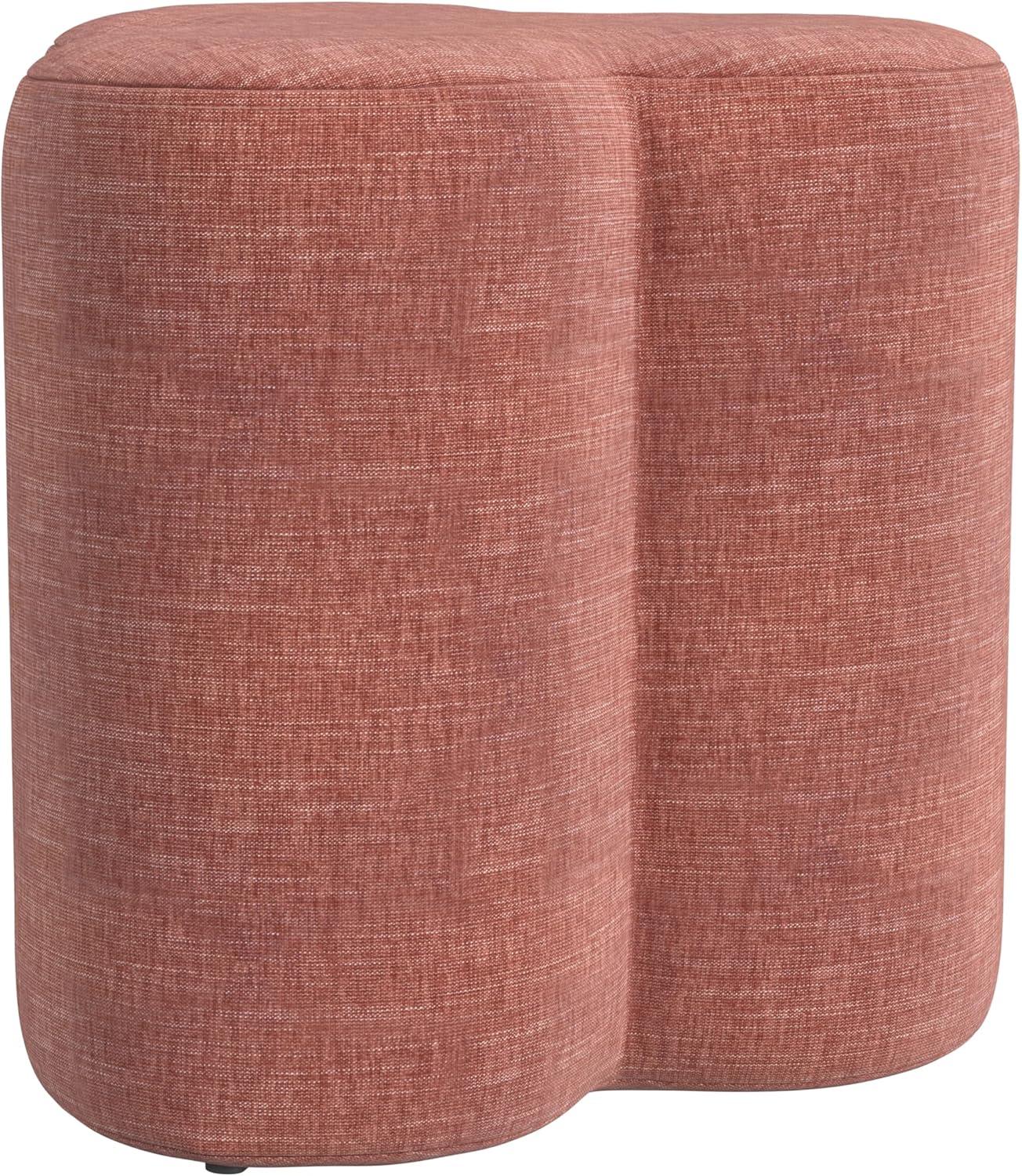 imageHomePop Upholstered Faux Leather Round Ottoman No Lid Seat Only HomePop Home Dcor Round Pouf Foot Rest Cream Faux LeatherPink Chenille