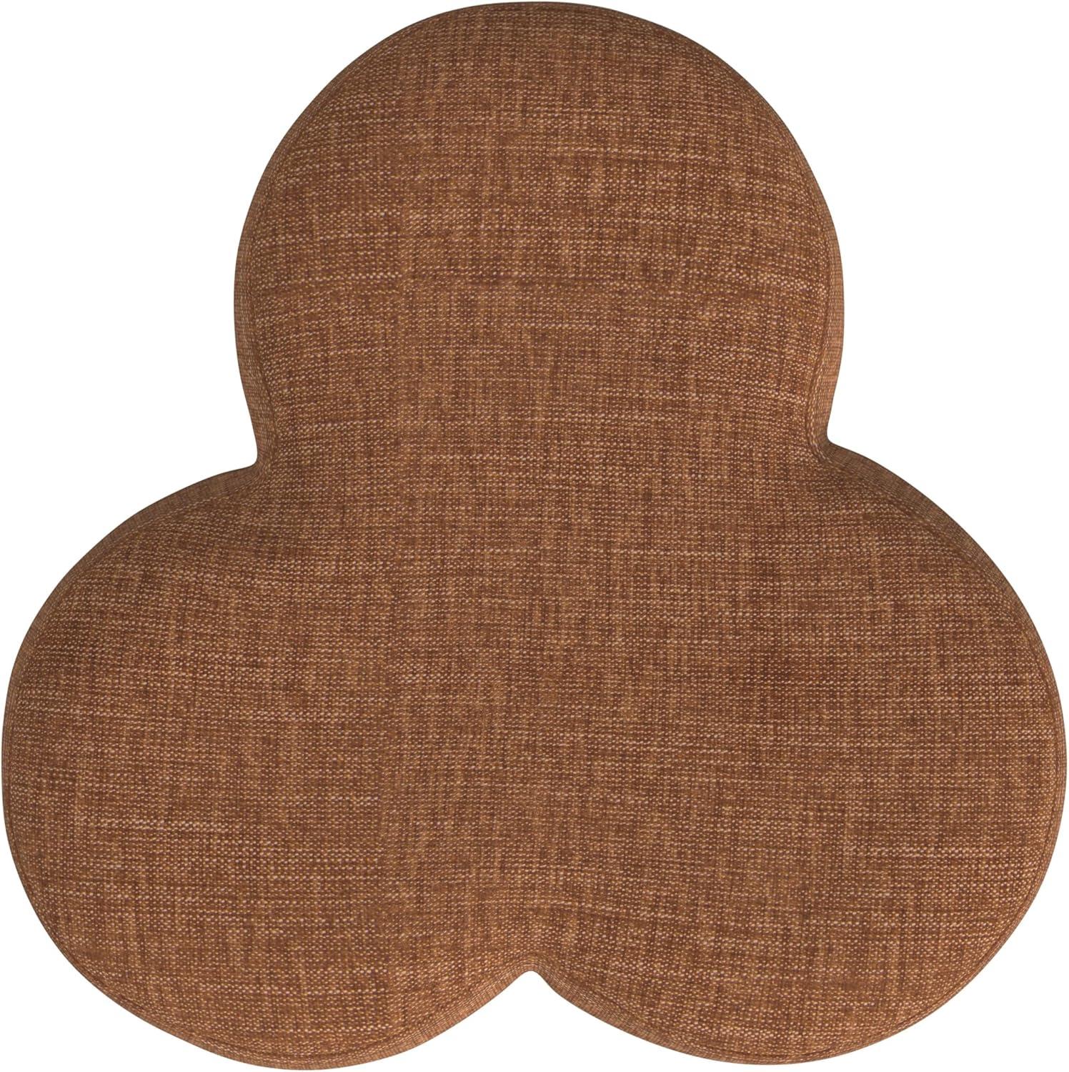 imageHomePop Upholstered Faux Leather Round Ottoman No Lid Seat Only HomePop Home Dcor Round Pouf Foot Rest Cream Faux LeatherRust Orange Chenille