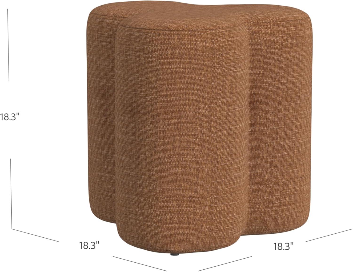 imageHomePop Upholstered Faux Leather Round Ottoman No Lid Seat Only HomePop Home Dcor Round Pouf Foot Rest Cream Faux LeatherRust Orange Chenille