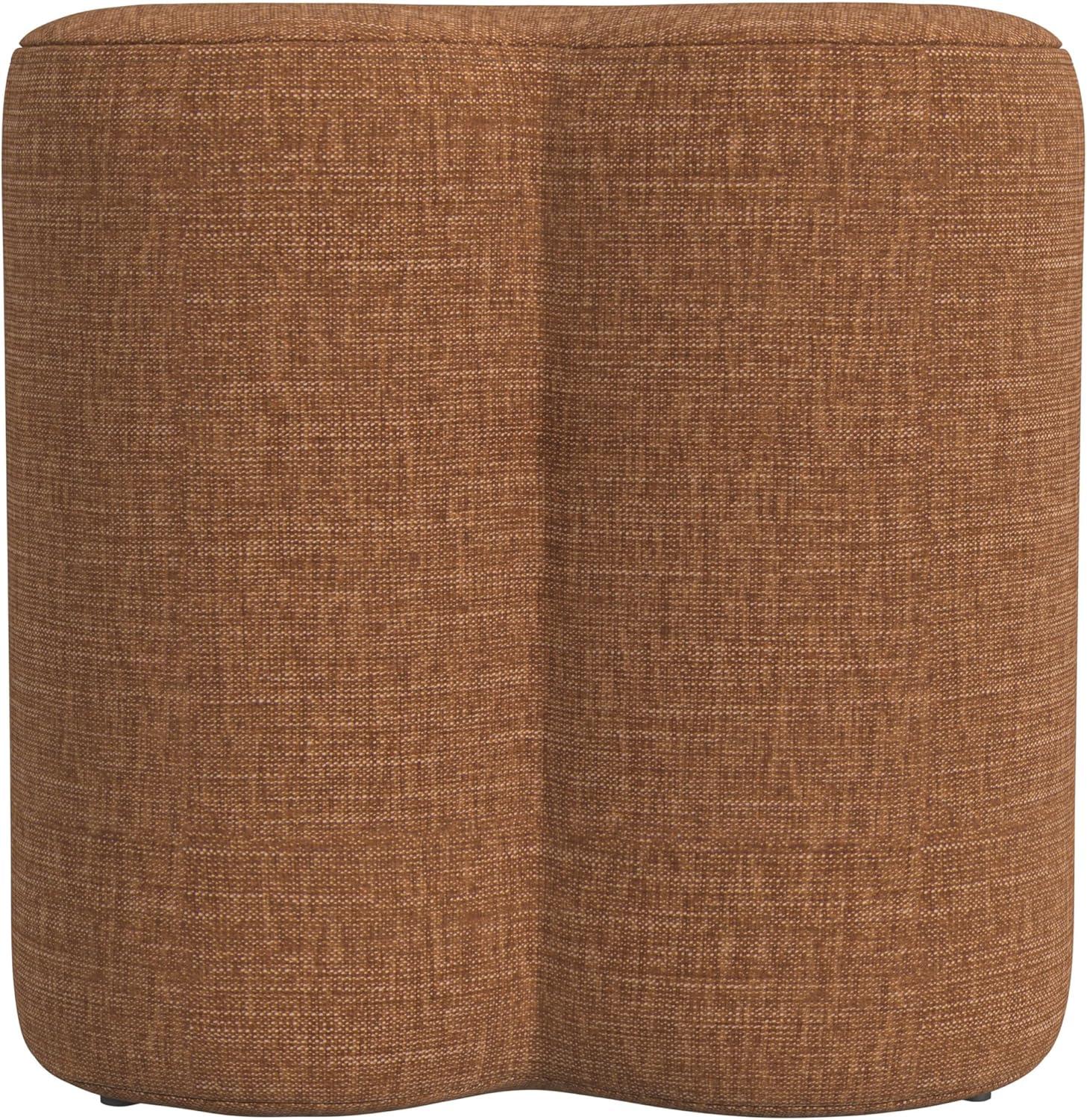 imageHomePop Upholstered Faux Leather Round Ottoman No Lid Seat Only HomePop Home Dcor Round Pouf Foot Rest Cream Faux LeatherRust Orange Chenille