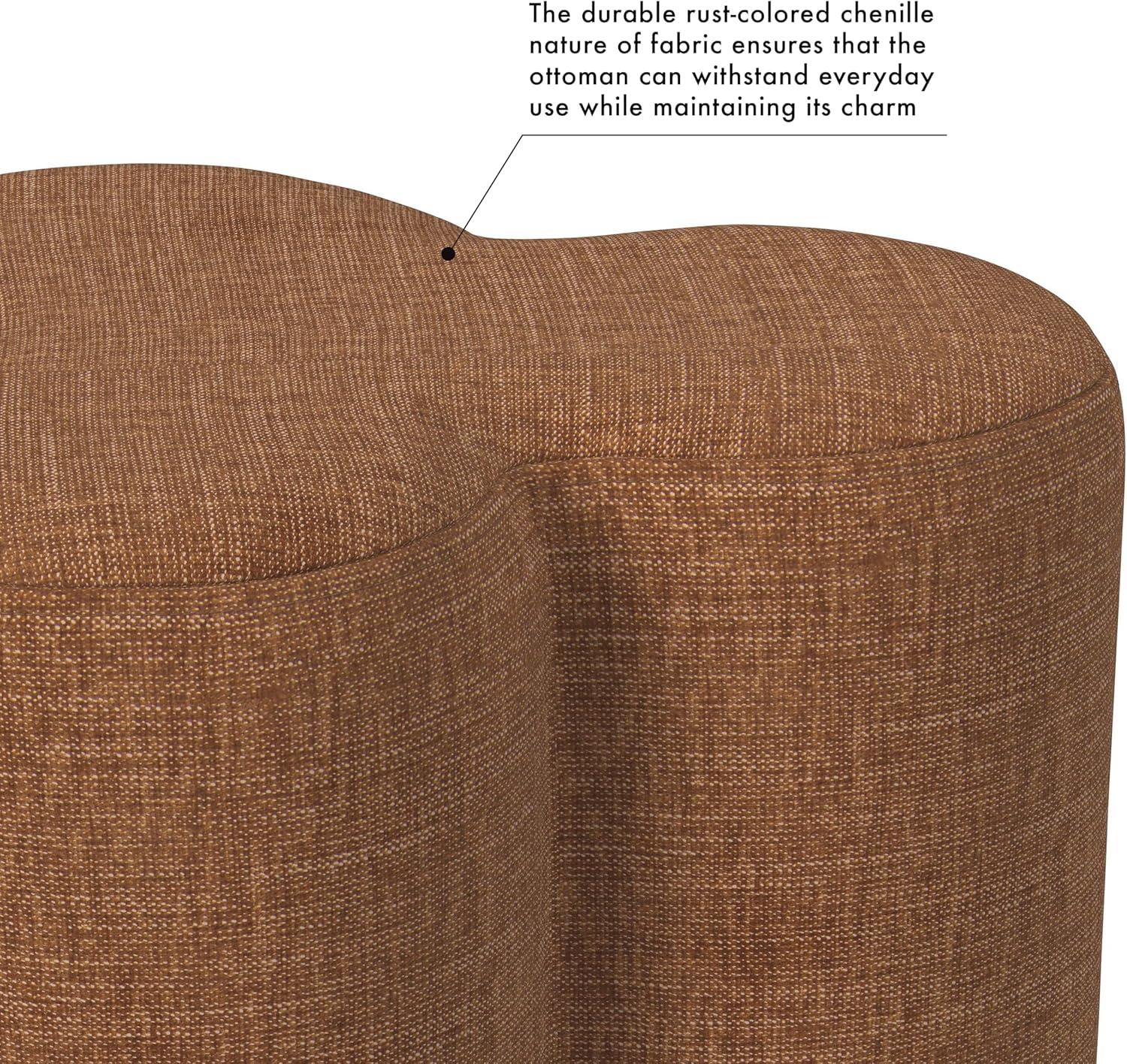 imageHomePop Upholstered Faux Leather Round Ottoman No Lid Seat Only HomePop Home Dcor Round Pouf Foot Rest Cream Faux LeatherRust Orange Chenille