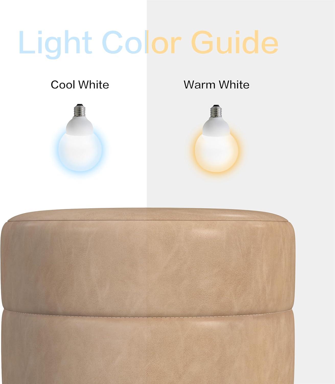 imageHomePop Upholstered Faux Leather Round Ottoman No Lid Seat Only HomePop Home Dcor Round Pouf Foot Rest Cream Faux LeatherSand Faux Leather