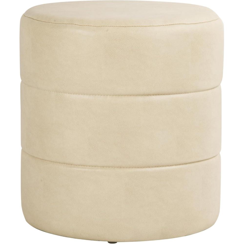 imageHomePop Upholstered Faux Leather Round Ottoman No Lid Seat Only  HomePop Home Dcor  Round Pouf Foot Rest  Cream Faux LeatherCream Faux Leather