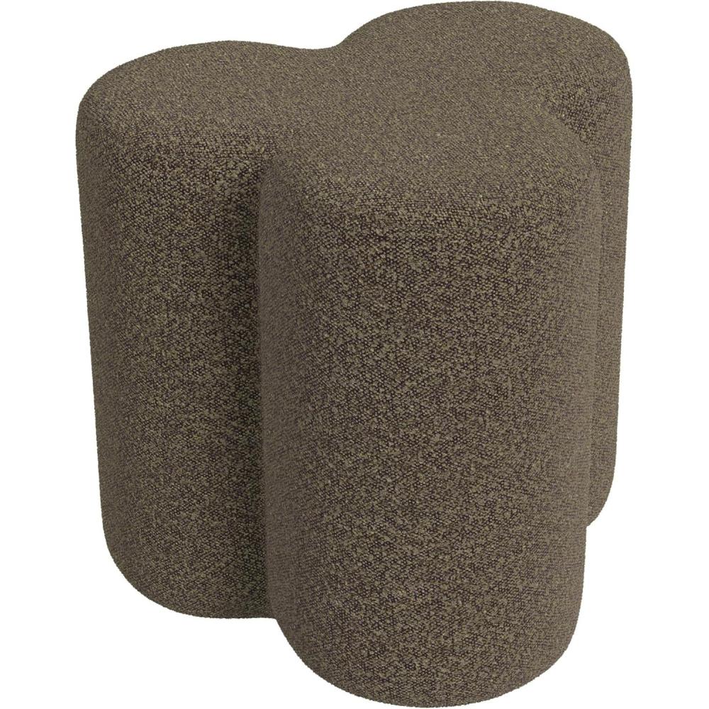 imageHomePop Upholstered Faux Leather Round Ottoman No Lid Seat Only HomePop Home Dcor Round Pouf Foot Rest Cream Faux LeatherMocha Brown Boucle