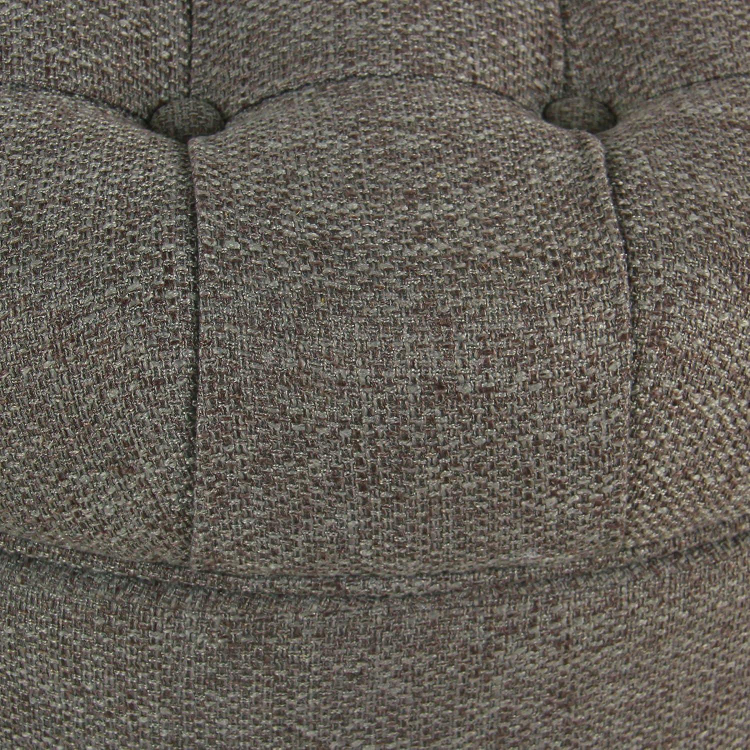 imageHomePop Home Decor Button Round Storage Ottoman Ottoman with Storage for Living Room amp Bedroom Light Camel Faux LeatherDark Gray