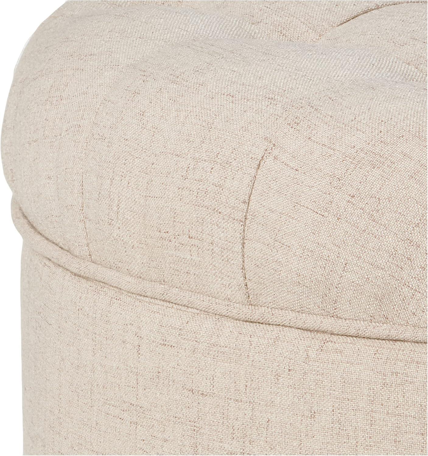 imageHomePop Home Decor Button Round Storage Ottoman Ottoman with Storage for Living Room amp Bedroom Light Camel Faux LeatherLight Tan
