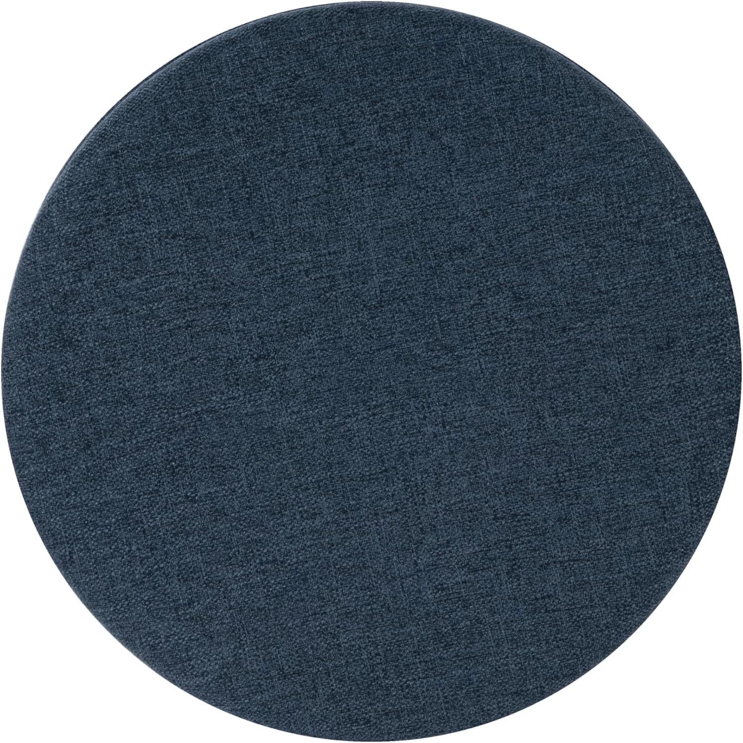 imageHomePop Home Decor Button Round Storage Ottoman Ottoman with Storage for Living Room amp Bedroom Light Camel Faux LeatherTextured Navy