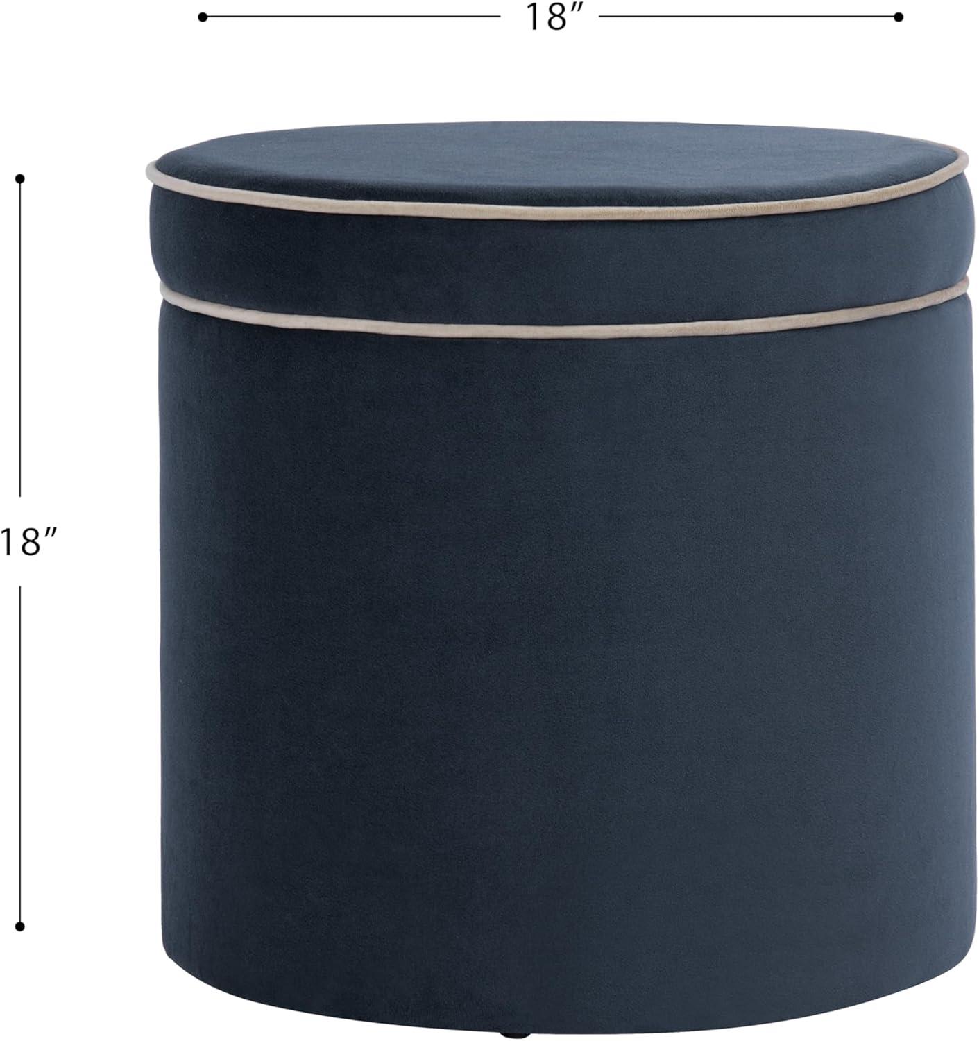 imageSpatial Order Velvet Storage Ottoman with LiftOff Lid 18 Round Upholstered Footrest Blue Velvet Modern Accent Stool with Hidden Storage for Living Room amp BedroomBlue Velvet