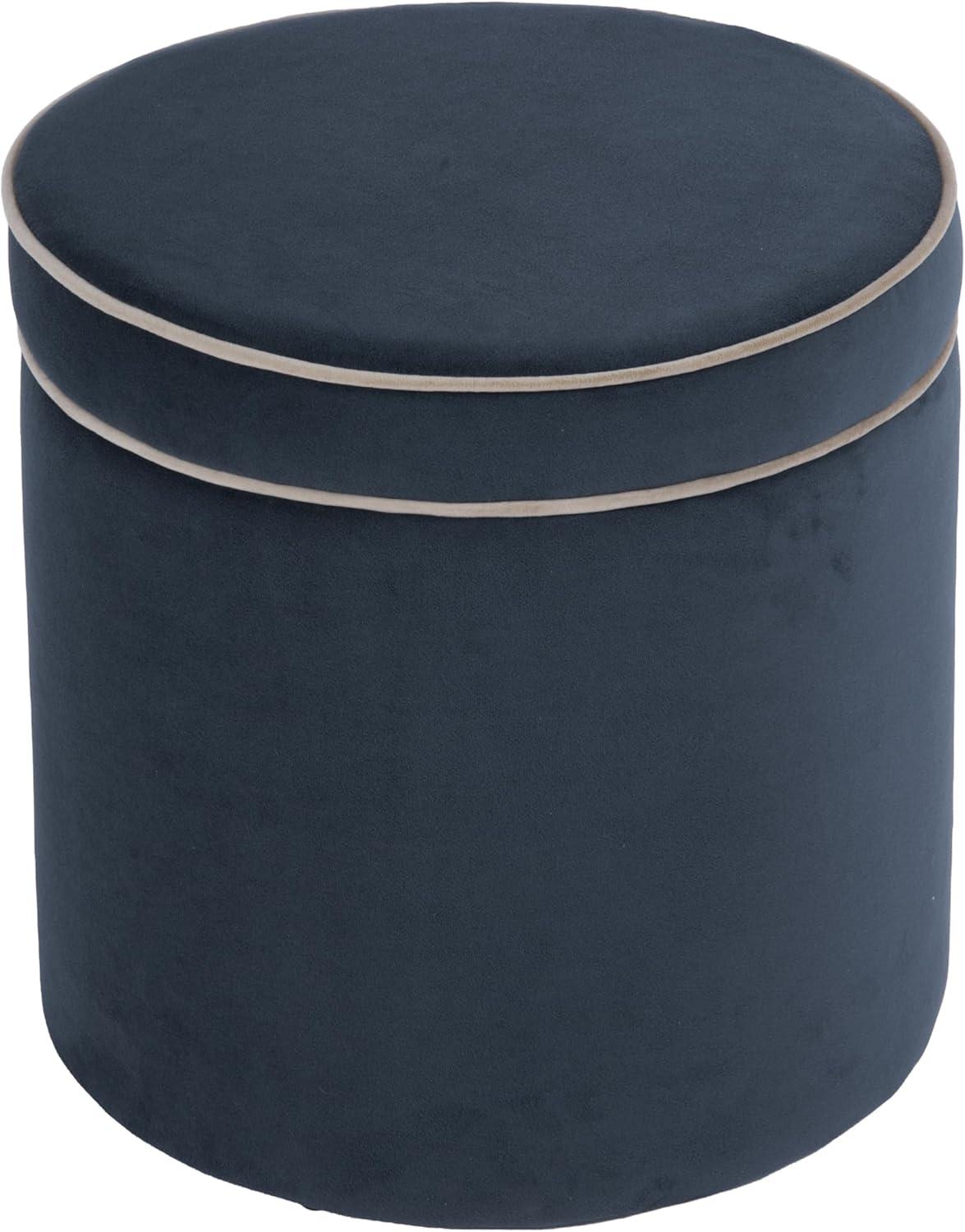 imageSpatial Order Velvet Storage Ottoman with LiftOff Lid 18 Round Upholstered Footrest Blue Velvet Modern Accent Stool with Hidden Storage for Living Room amp BedroomBlue Velvet
