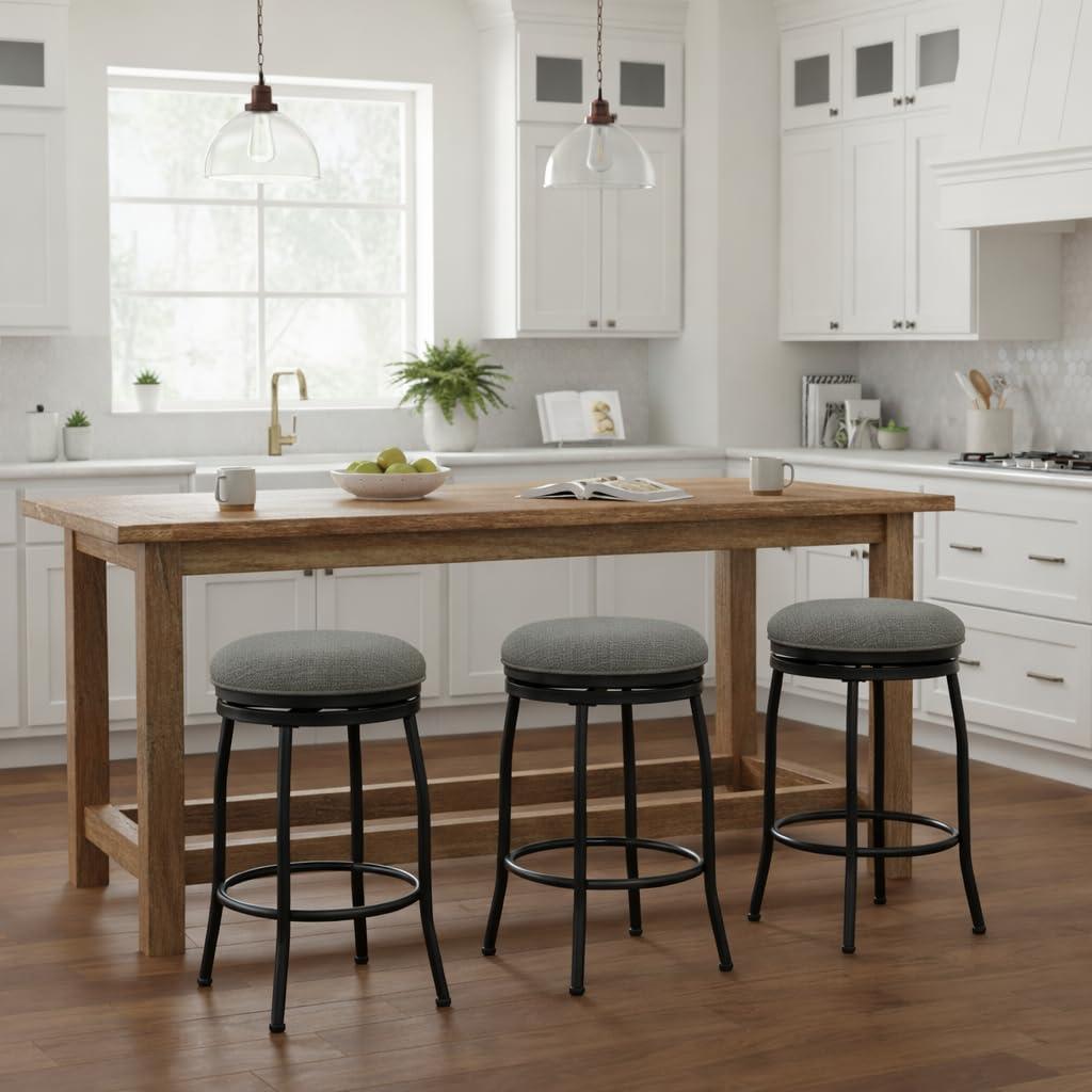 imageHomepop Home Decor Metal Counter Height Bar Stools 24 Bar Stools With Back Decorative Home Furniture TanCharcoal