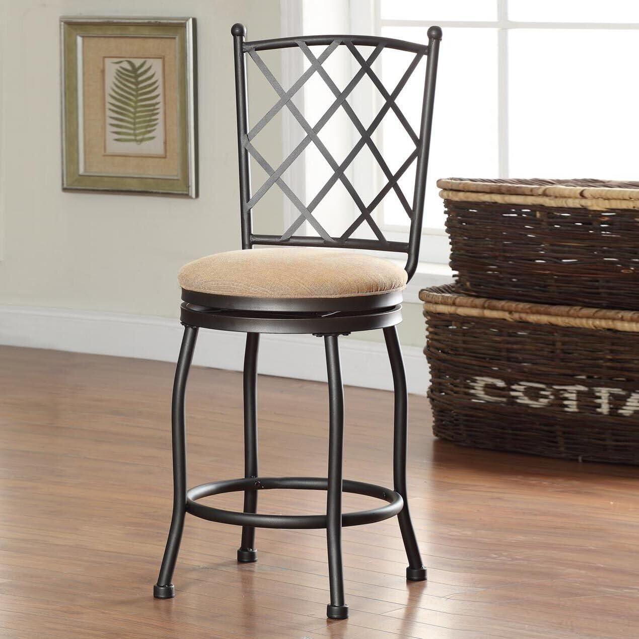 imageHomepop Home Decor Metal Counter Height Bar Stools 24 Bar Stools With Back Decorative Home Furniture TanTan