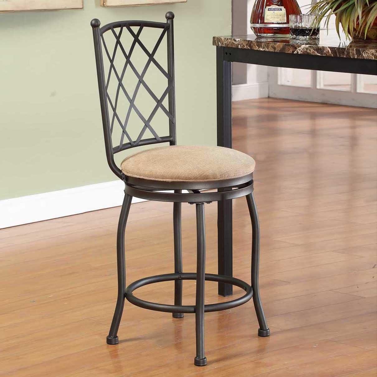 imageHomepop Home Decor Metal Counter Height Bar Stools 24 Bar Stools With Back Decorative Home Furniture TanTan