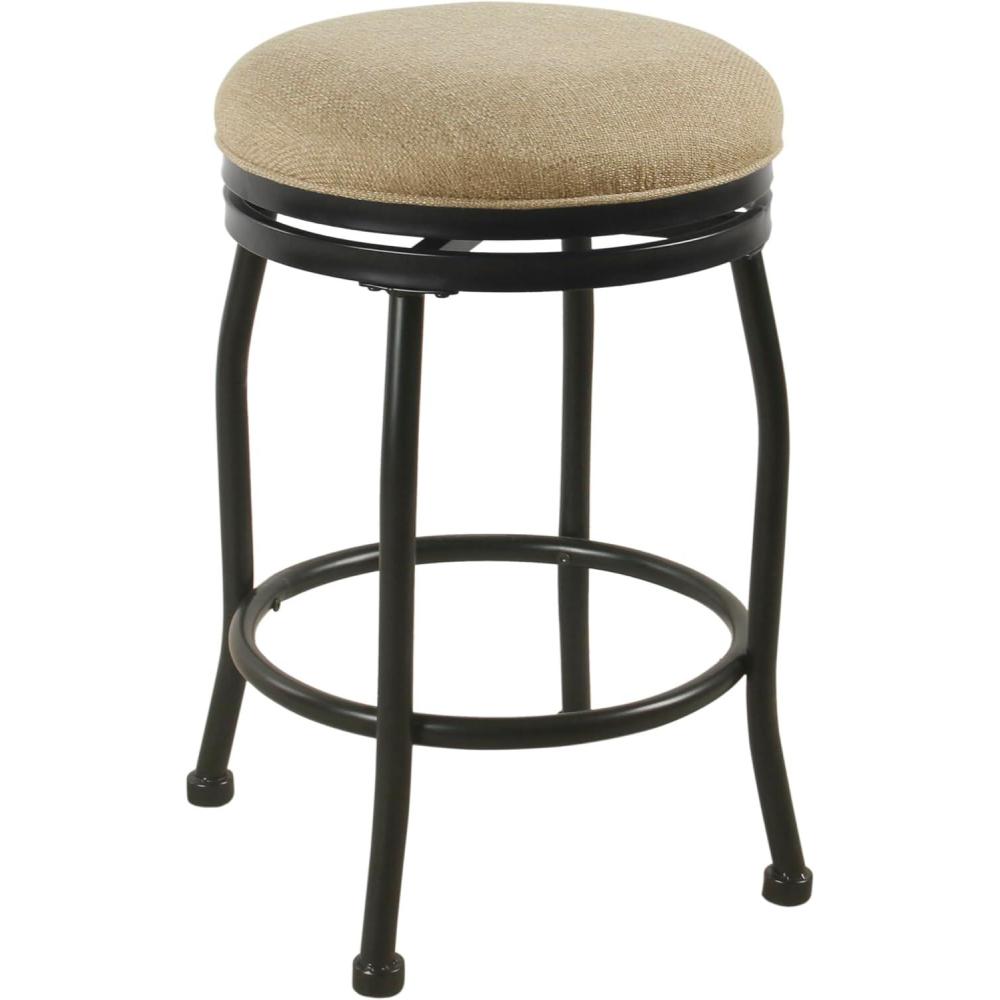 imageHomepop Home Decor Metal Counter Height Bar Stools 24 Bar Stools With Back Decorative Home Furniture TanFlax Brown