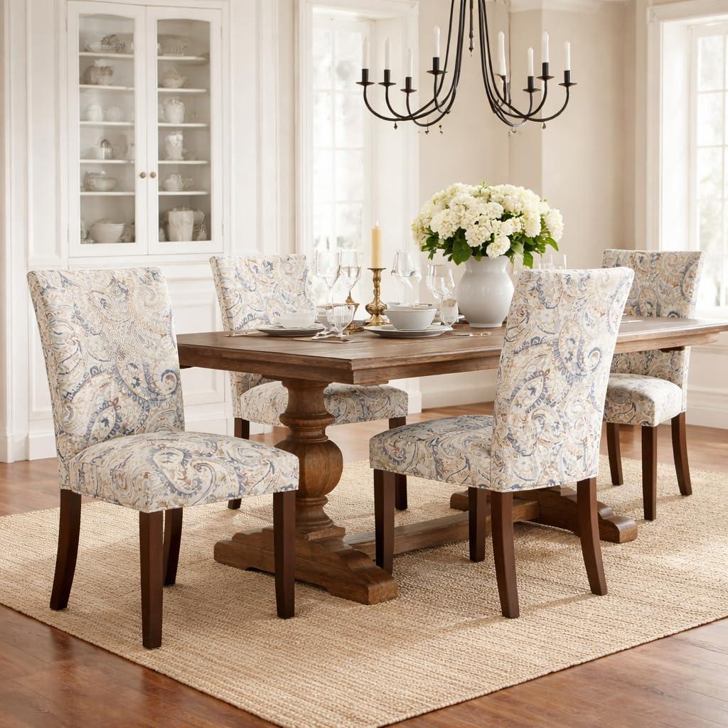 imageHomePop Parsons Classic Upholstered Accent Dining Chair Set of 2 Gray and CreamBlue Velvet