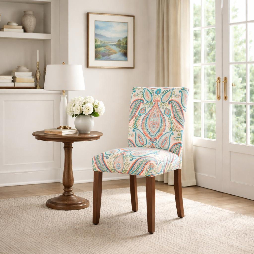 imageHomePop Parsons Classic Upholstered Accent Dining Chair Set of 2 Gray and CreamColorful Pasley