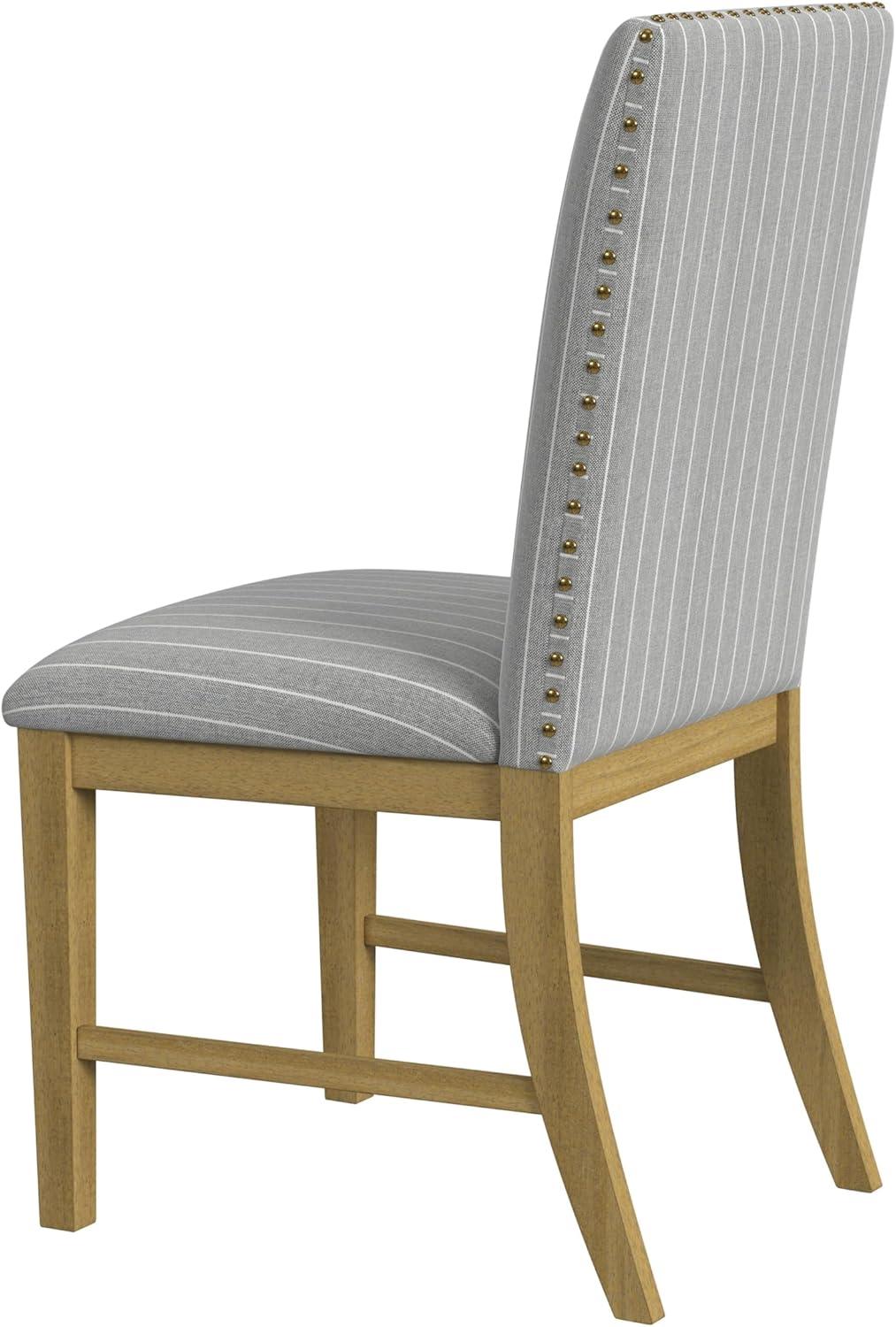 imageHomePop Parsons Classic Upholstered Accent Dining Chair Set of 2 Gray and CreamLight Gray Stripe Set of 2