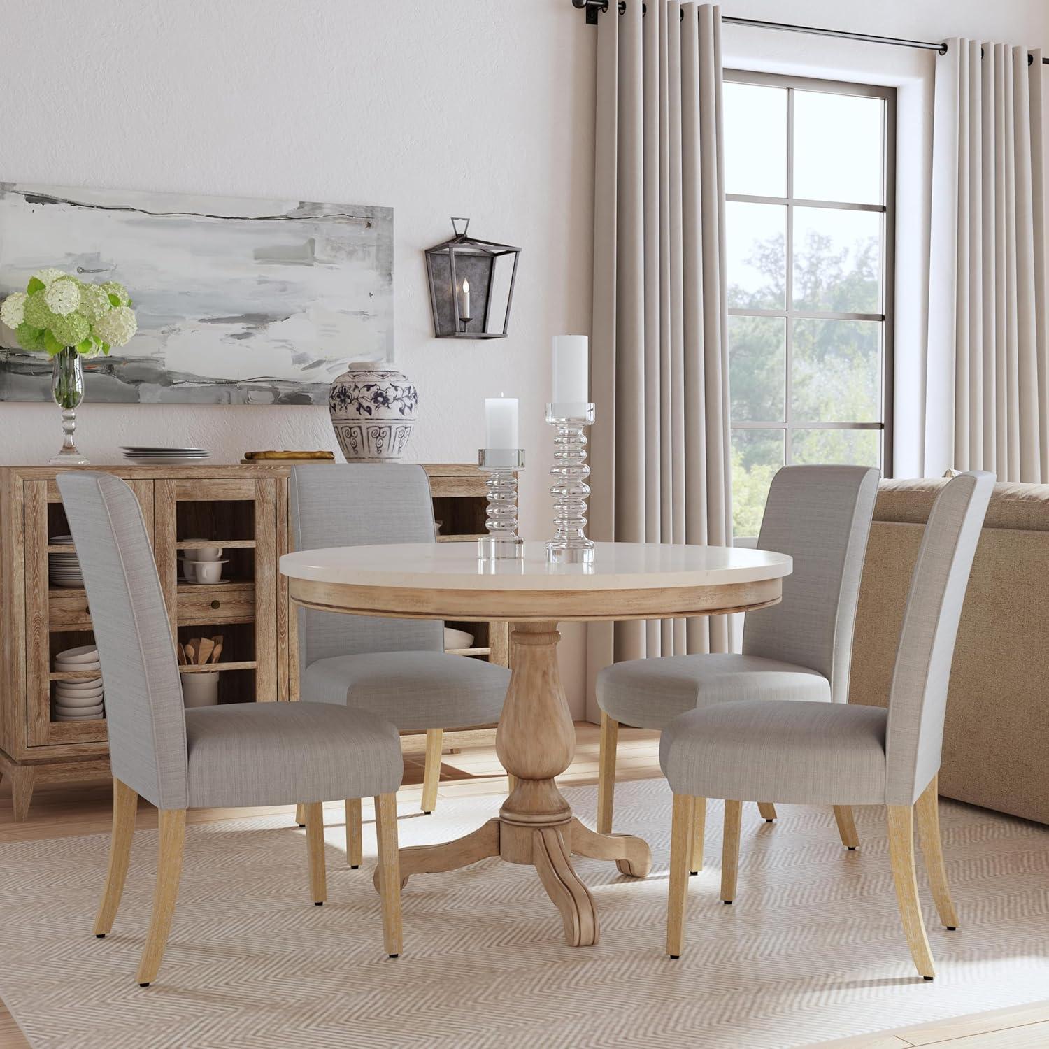 imageHomePop Parsons Classic Upholstered Accent Dining Chair Set of 2 Gray and CreamLight Gray Wovenset of 2