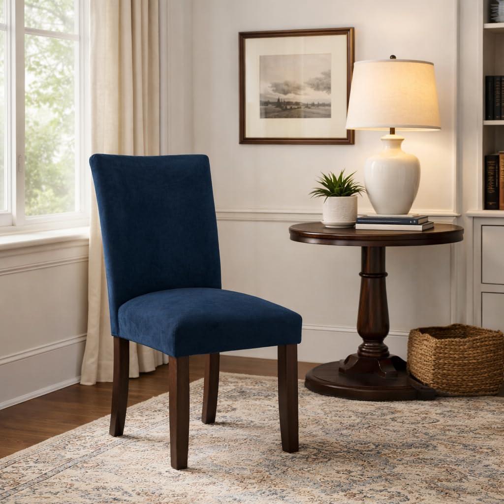 imageHomePop Parsons Classic Upholstered Accent Dining Chair Set of 2 Gray and CreamNavy Velvet