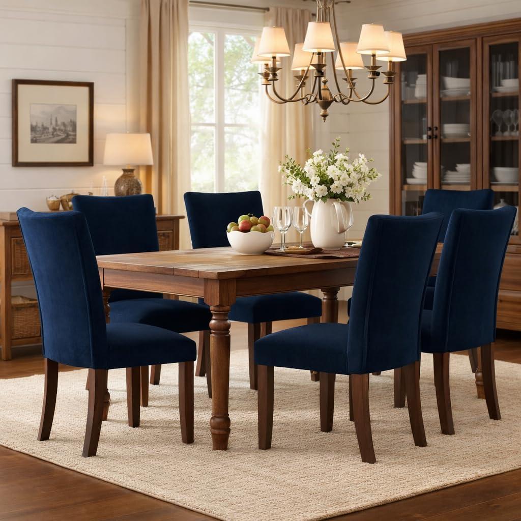 imageHomePop Parsons Classic Upholstered Accent Dining Chair Set of 2 Gray and CreamNavy Velvet