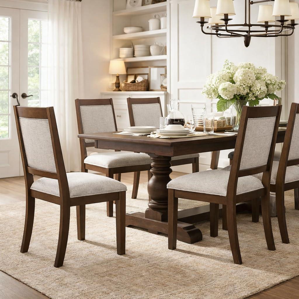 imageHomePop Parsons Classic Upholstered Accent Dining Chair Set of 2 Gray and CreamNeutral Textured Solid Set of 2