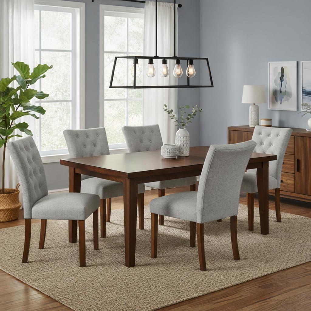 imageHomePop Parsons Classic Upholstered Accent Dining Chair Set of 2 Gray and CreamPewte Gray Woven