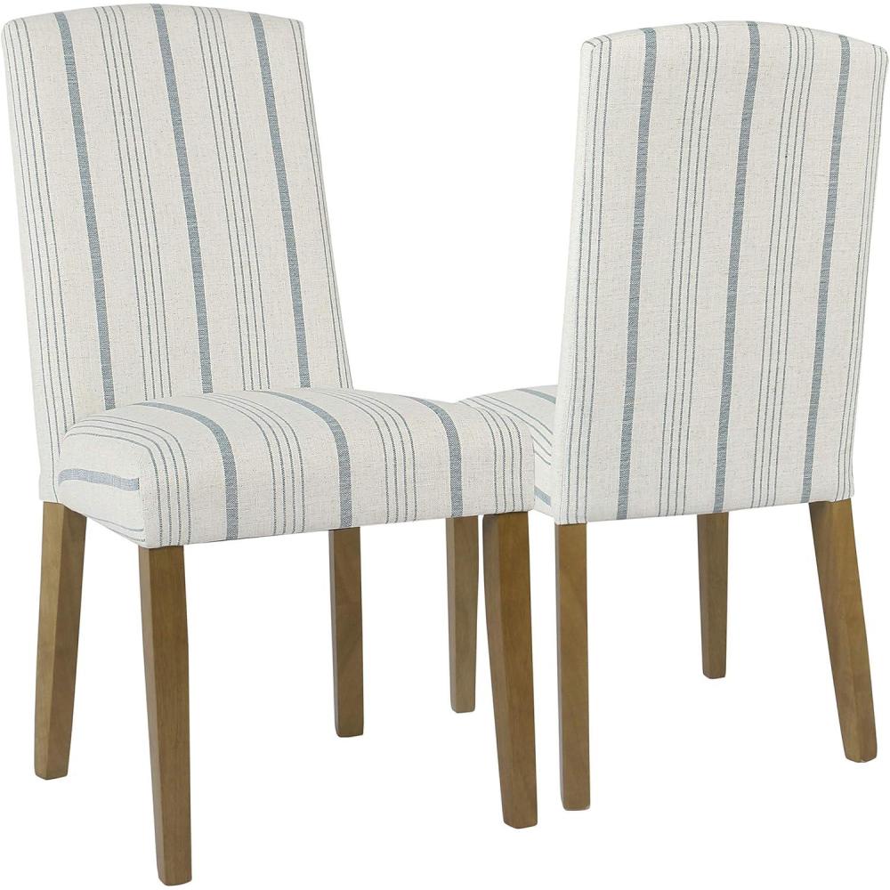 imageHomePop Parsons Classic Upholstered Accent Dining Chair Set of 2 Gray and CreamBlue Calypso Stripe