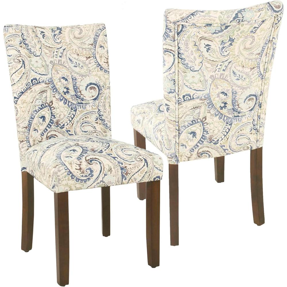 imageHomePop Parsons Classic Upholstered Accent Dining Chair Set of 2 Gray and CreamBlue Velvet