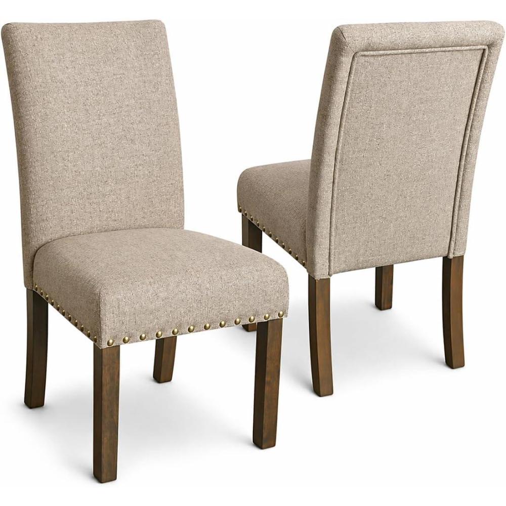 imageHomePop Parsons Classic Upholstered Accent Dining Chair Set of 2 Gray and CreamNatural