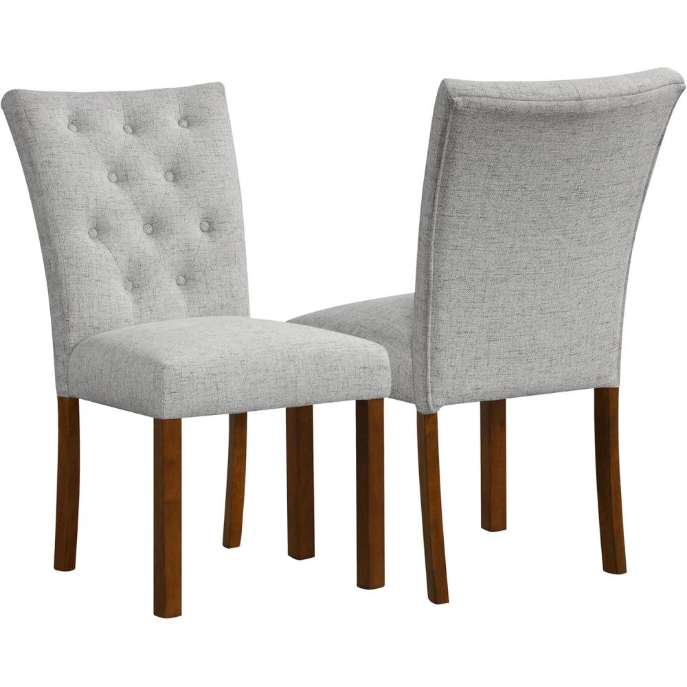 imageHomePop Parsons Classic Upholstered Accent Dining Chair Set of 2 Gray and CreamPewte Gray Woven