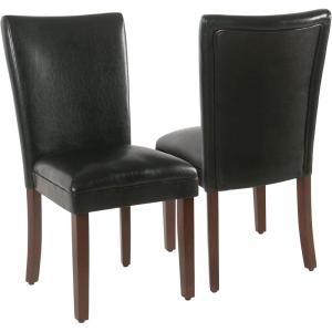 HomePop Parsons Classic Upholstered Accent Dining Chair, Set of 2, Gray and Cream(Black)