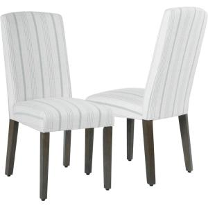 HomePop Parsons Classic Upholstered Accent Dining Chair, Set of 2, Gray and Cream(Dove Grey Stripe(set of 2))
