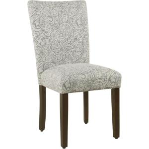 HomePop Parsons Classic Upholstered Accent Dining Chair, Set of 2, Gray and Cream(Grey Floral Tree Pattern)